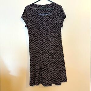 Navy and Cream Mid-Length Dress